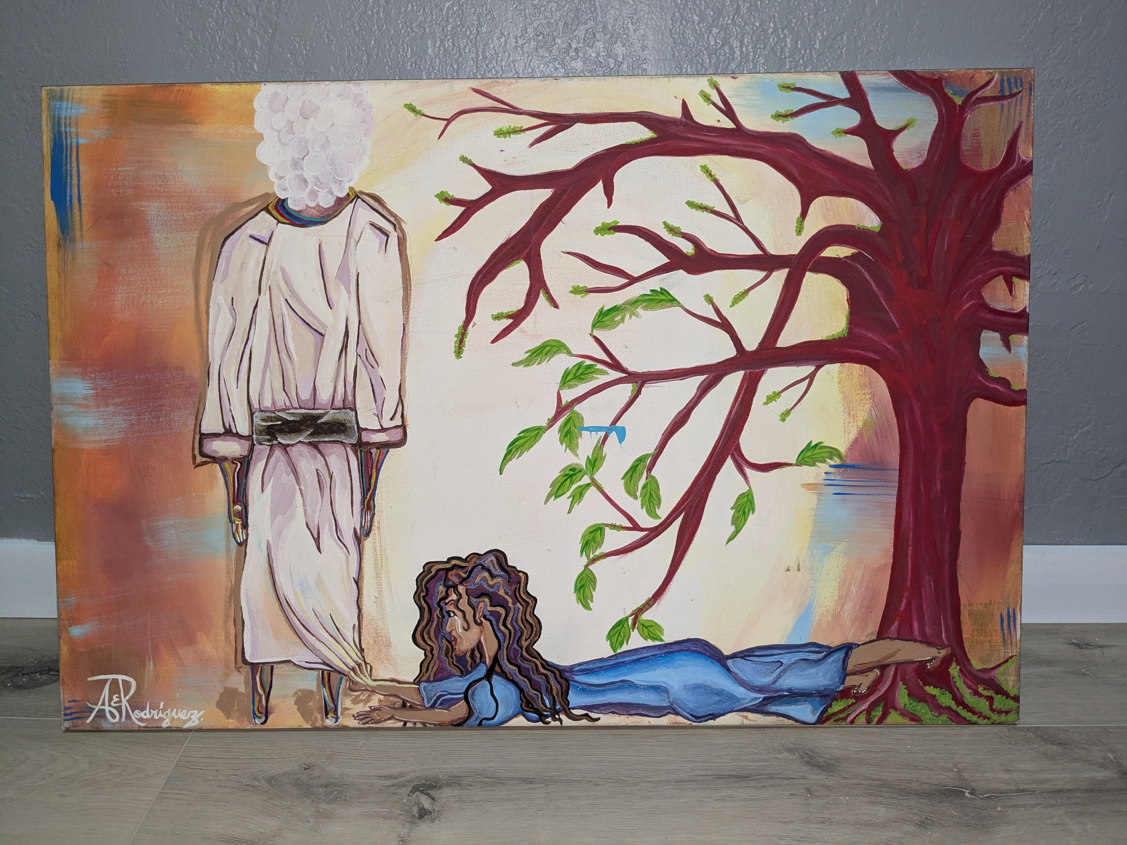 "The woman with the issue of blood original painting" Acrylic