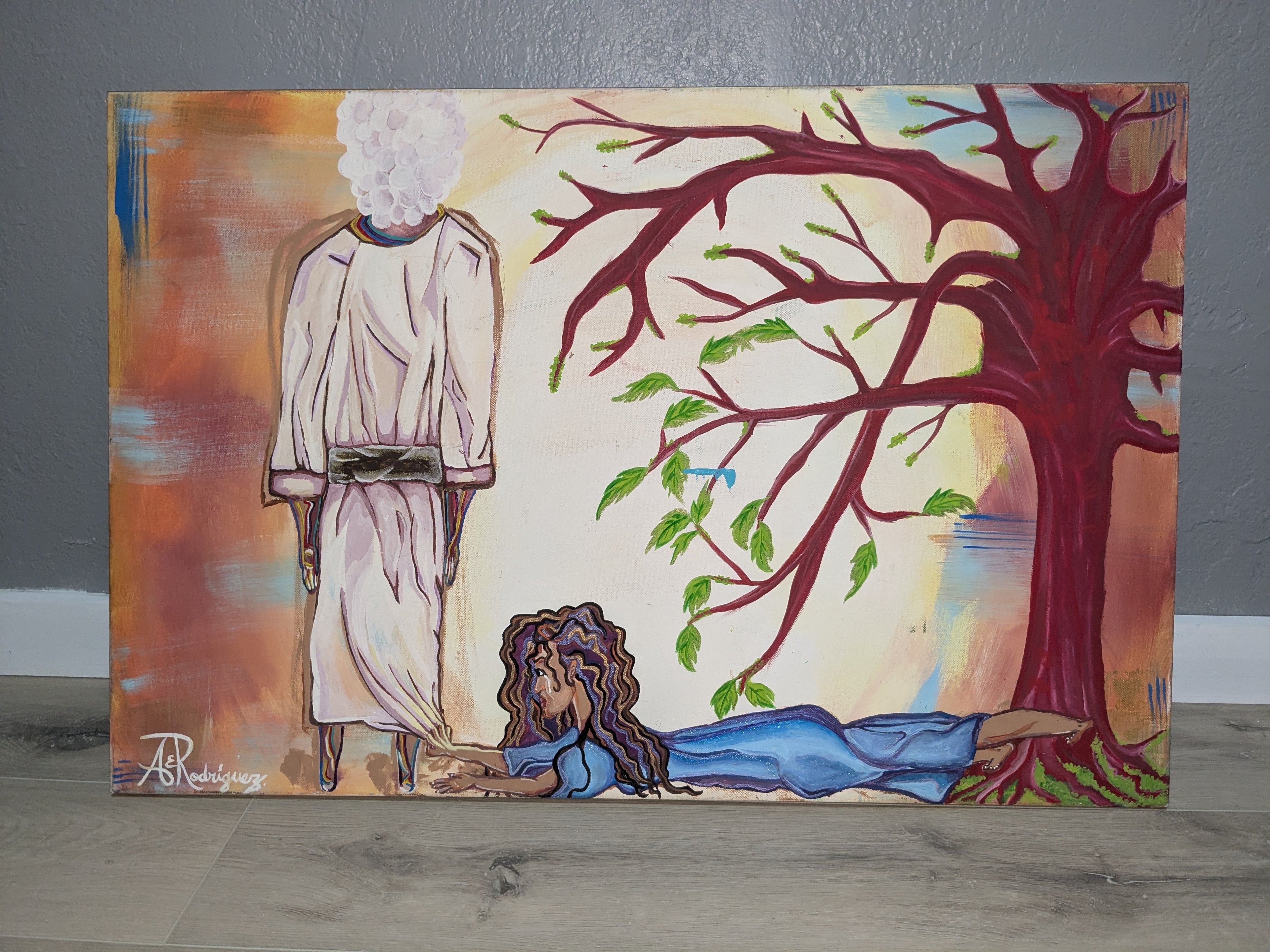 "The woman with the issue of blood original painting" Acrylic